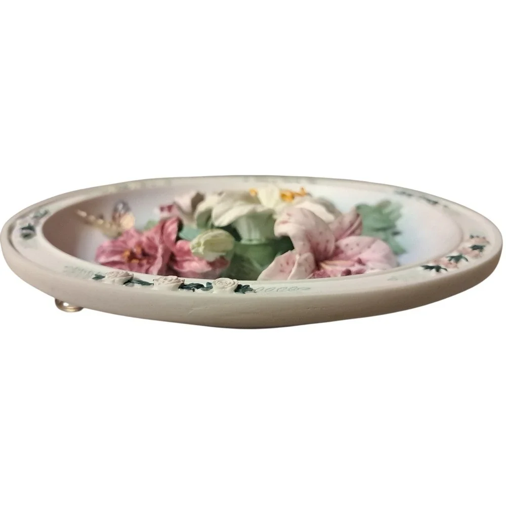THE LILY GARDEN Plate Lena Liu's Beautiful Gardens #4.  3D Lillies And Butterfly